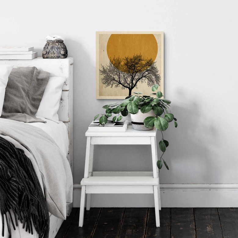 Holzbild Kubistika - Wintermorgen - Quadratisch 