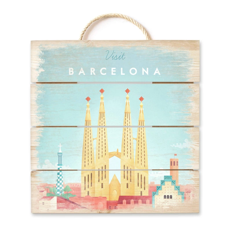 Holzbild Rivers - Barcelona - 40x41,5 cm 