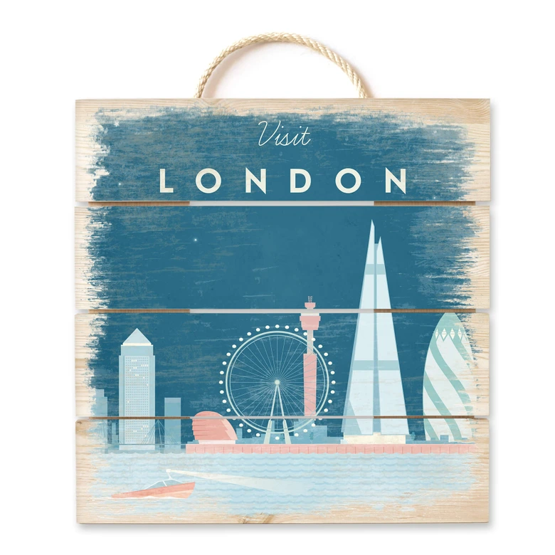Holzbild Rivers - London - 40x41,5 cm 