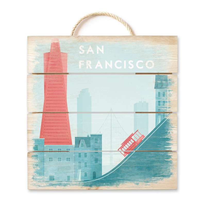 Holzbild Rivers - San Francisco - 40x41,5 cm 
