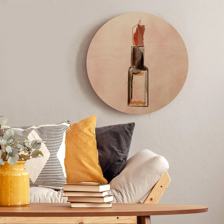 Holzbild Kubistika - Lippenstift - Rund 