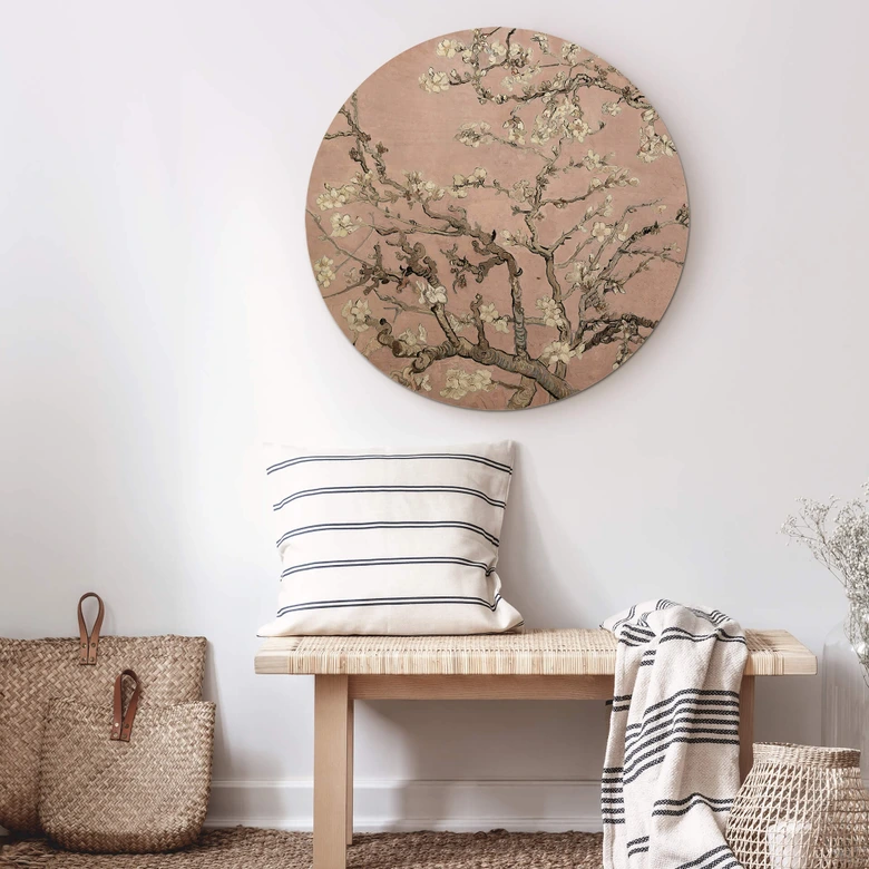 Holzbild van Gogh - Mandelblüte Rosé - Rund 
