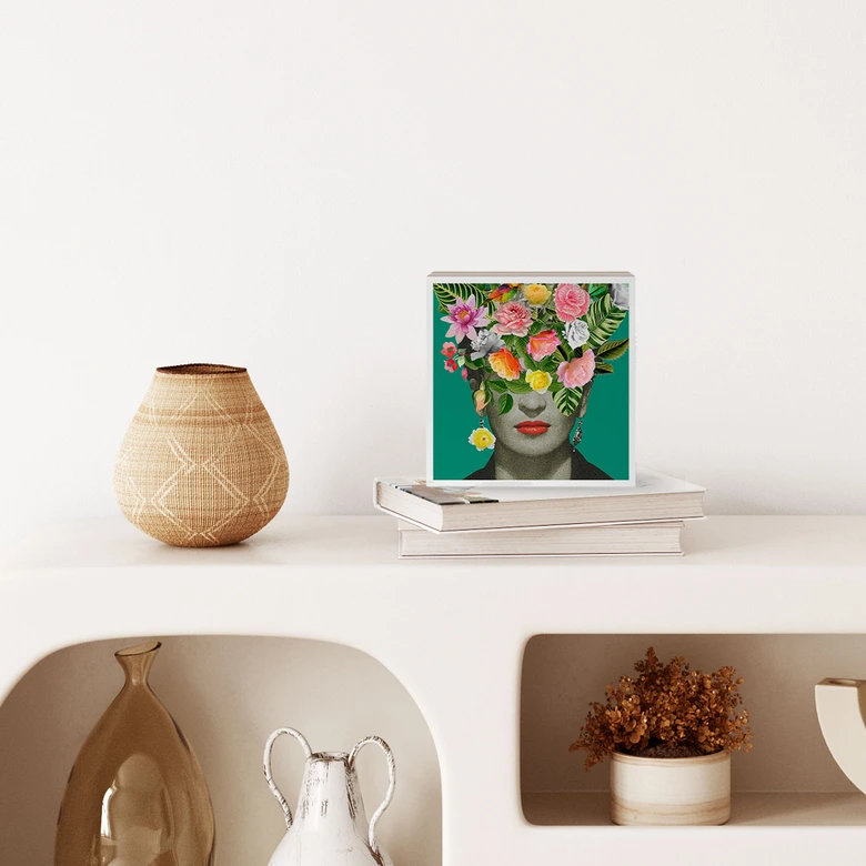 Tableau sur bois à poser - Frida Floral - Frida Floral Studio - 15x15 cm 