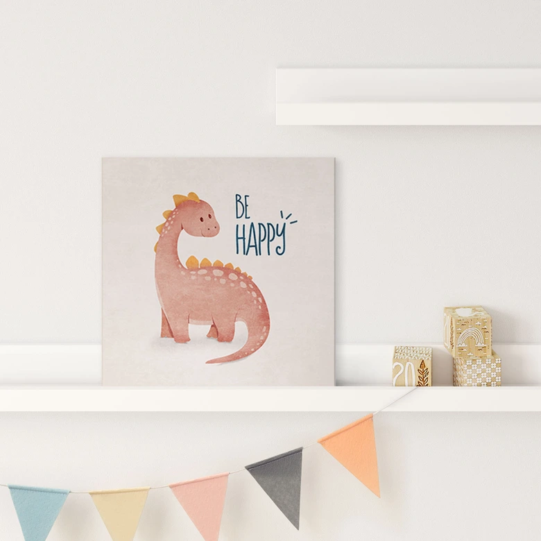 Holzbild zum Hinstellen - Dino Be Happy - Brachiosaurus - Tunaboylu - 15x15 cm 