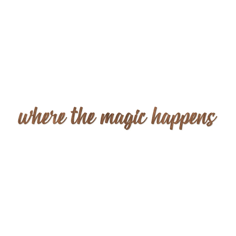 Lettres décoratives en placage bois d'acajou - Where the magic happens 
