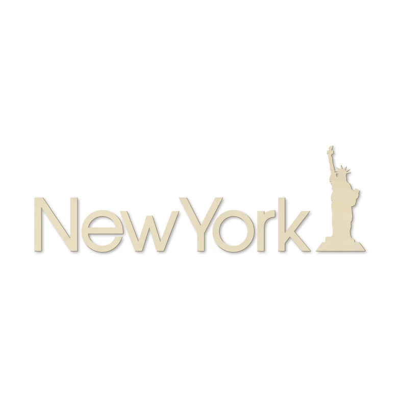 Poplar wood art - napis New York ze Statuą Wolności 