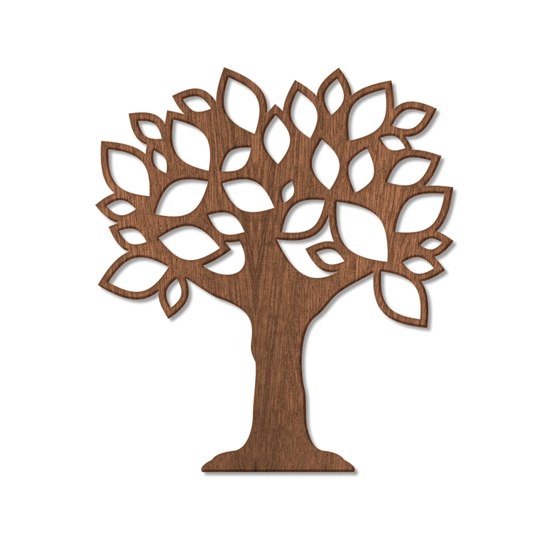 Holzkunst Mahagoni - Baum mit Blättern 