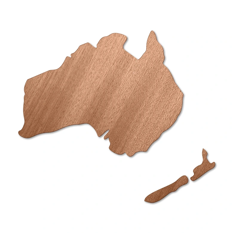 Holzdeko Mahagoni - Karte Australien - Neuseeland 