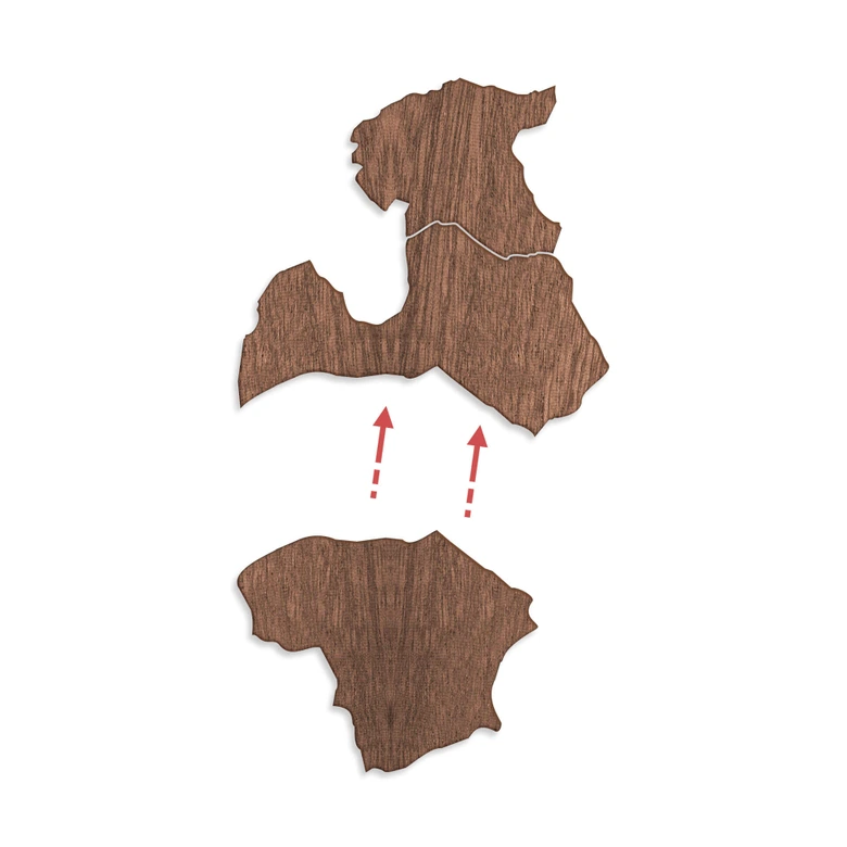 Dekoracja drewniana mahoń - Mapa krajów bałtyckich 