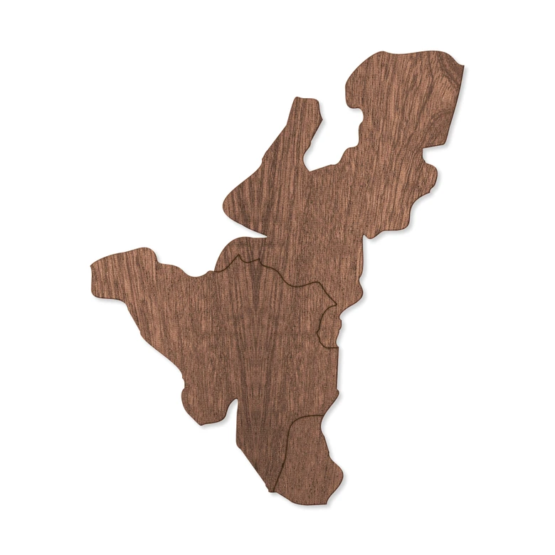Holzkunst Mahagoni Furnier - Karte Benelux 