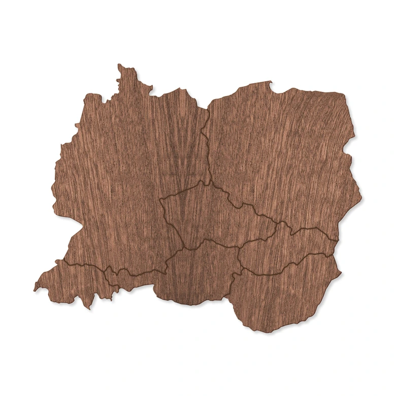 World Map Middle Europe Wood Mahogany veneer 
