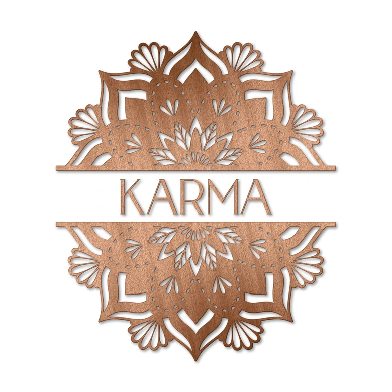 Holzdeko Mahagoni - Mandala Karma - 80x95 cm 