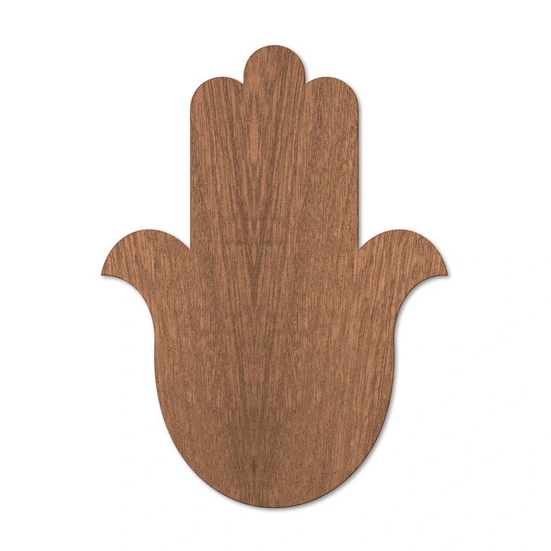 Dekoracja drewniana mahoń - Sylwetka dłoni Yoga Hamsa 