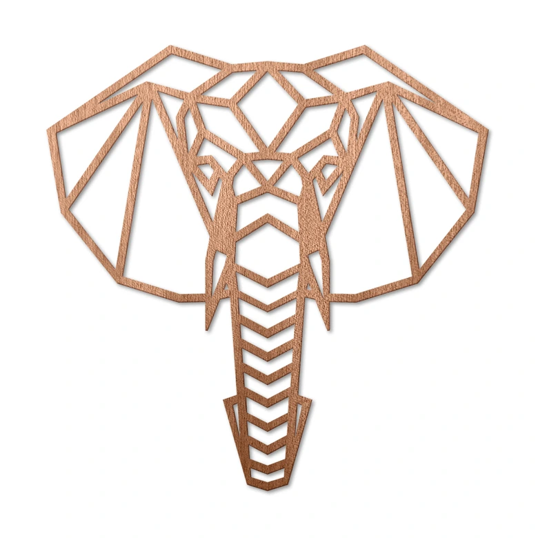 Trækunst Mahogni - Origami - Elefanthoved 