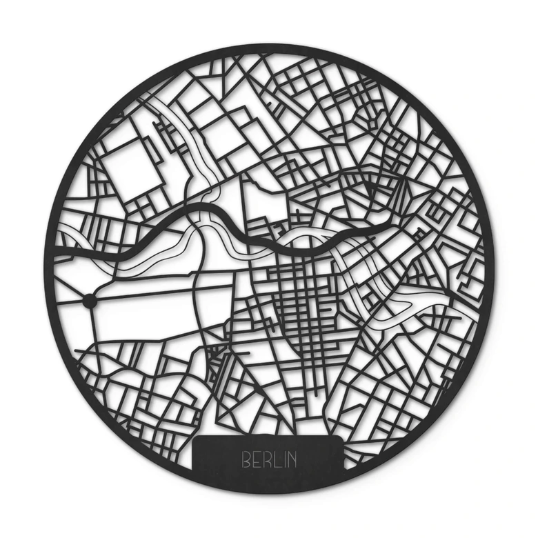 MDF - Holzdeko Stadtplan Berlin - Rund 