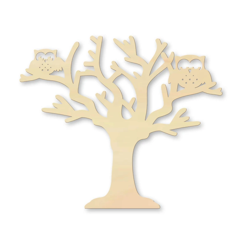 Konst i poppelträ - träd med ugglor 