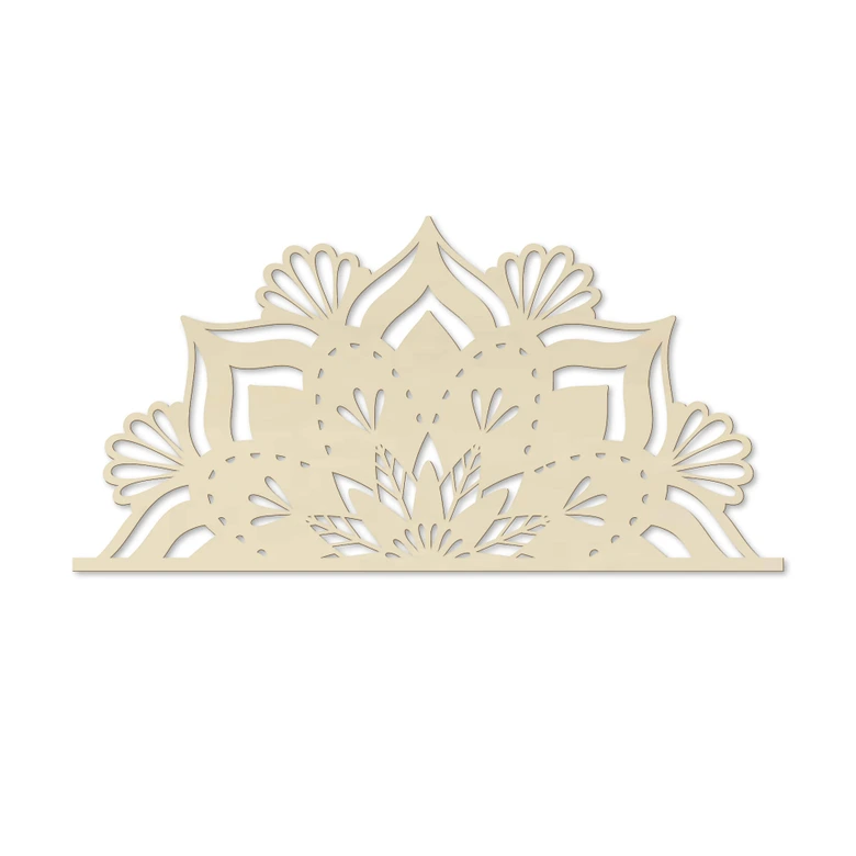 Holzdeko Pappel - Mandala Floral Halb 