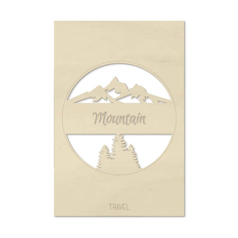 Wanddecoratie Populierenhout Travel Mountain 