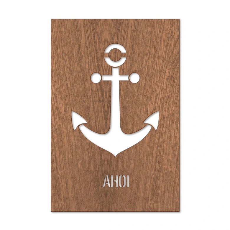 Dekobild Mahagoni - Ahoi mit Anker 