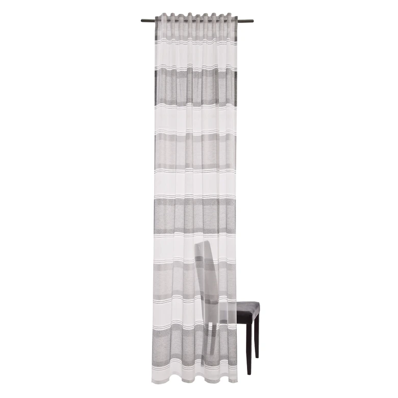 Homing Vorhang mit verdeckten Schlaufen Marley weiß, grau, silber -  2,45 x 1,4 m 