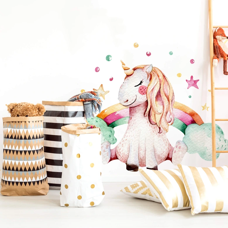 Adesivo murale Kvilis - Unicorno arcobaleno 