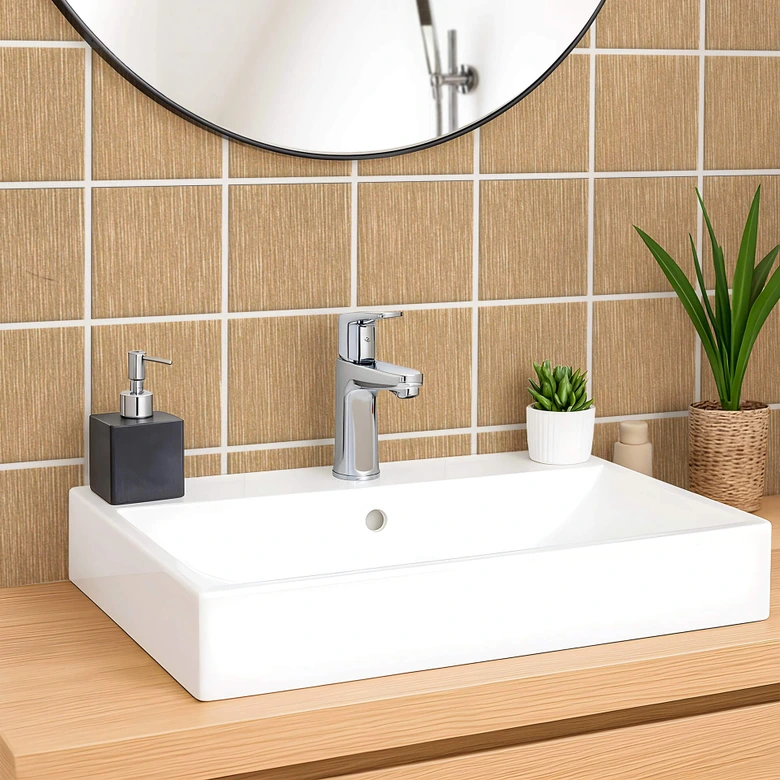 Tile stickers metal look, brushed gold - Furniture foil, kitchen splashback, bathroom foil 