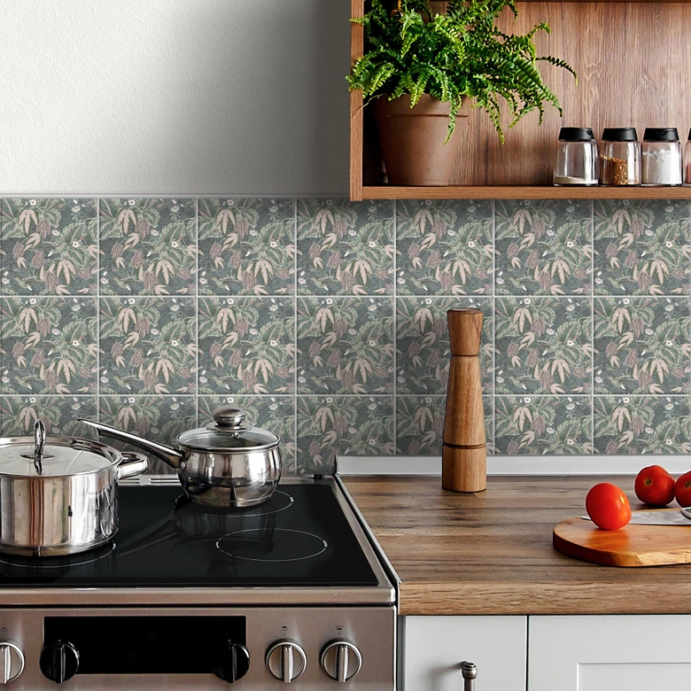 Kakeldekor Kolibri i en tropisk skog - Bloomery Decor - Set om 12 