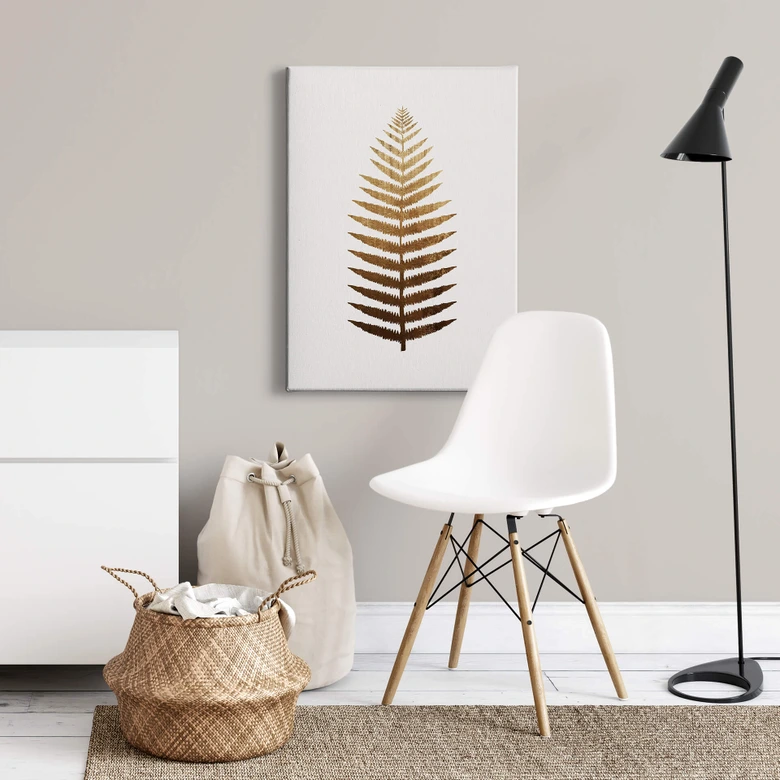 Leinwandbild Kubistika – Goldener Farn 