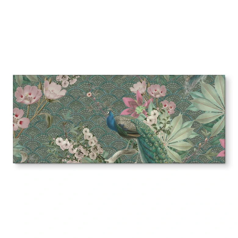 Küchenrückwand Pfau im Tropengarten auf Mosaik - Bloomery Decor 