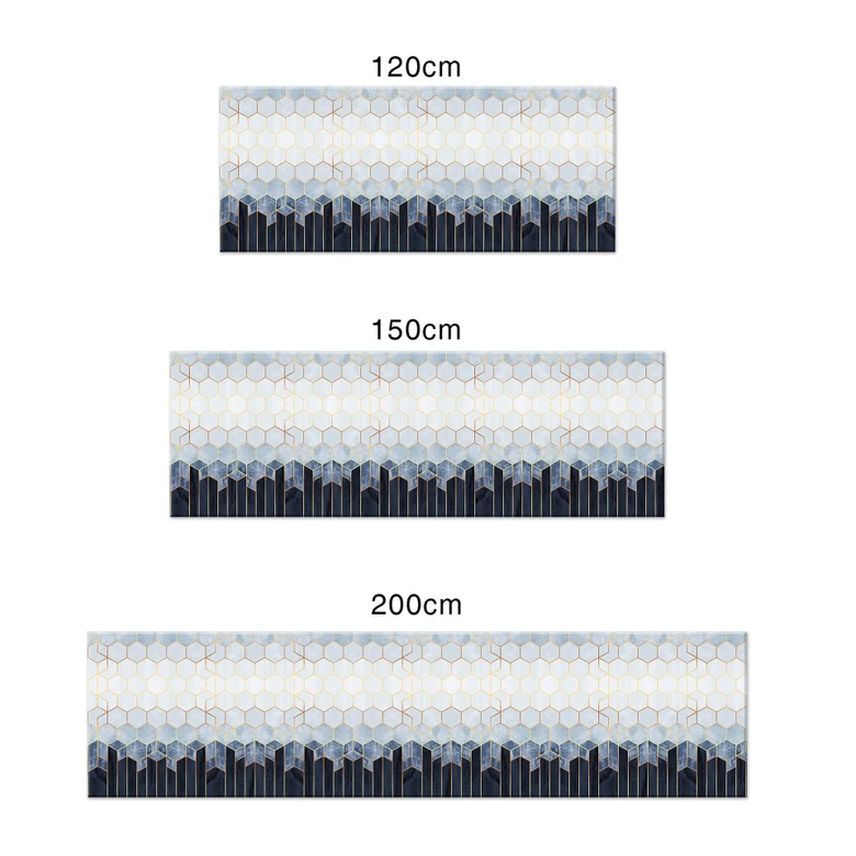 Küchenrückwand Fredriksson - Hexagone: Blau und Weiß 