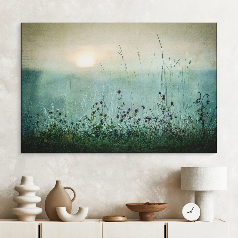 Wandbild Taubedeckter Sonnenaufgang - Kværnstrøm - Alu-Dibond 