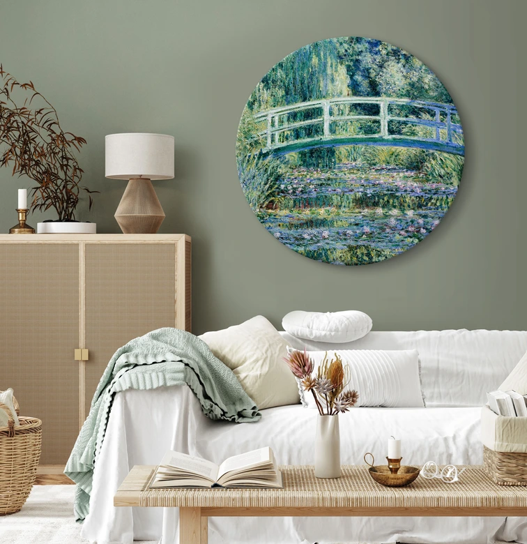 Rundes Leinwandbild Monet - Japanische Brücke bei Giverny 