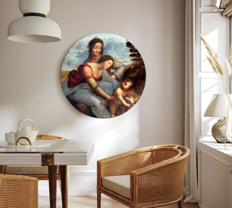 Rundes Leinwandbild Da Vinci - Anna selbdritt 