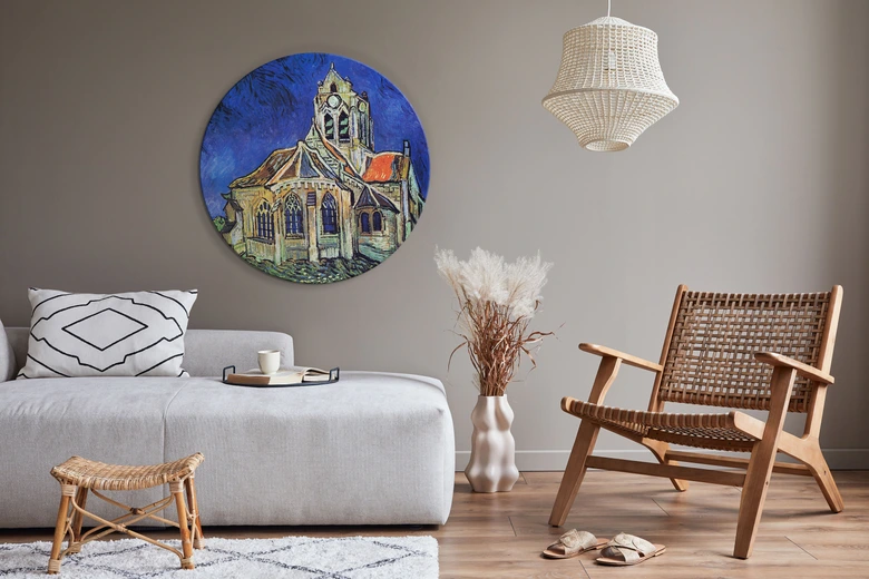 Rundes Leinwandbild van Gogh - Die Kirche von Auvers 