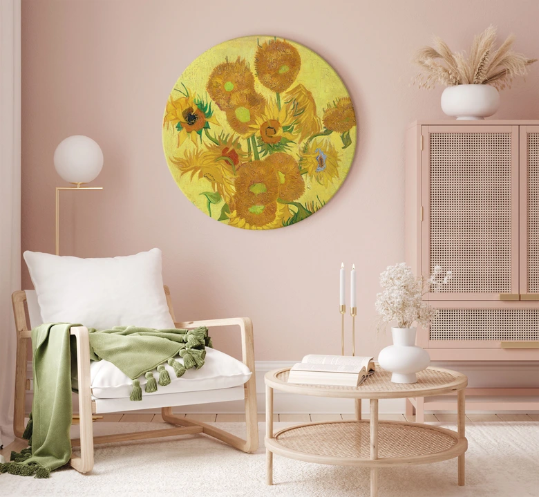 Rundes Leinwandbild van Gogh - Fünfzehn Sonnenblumen 