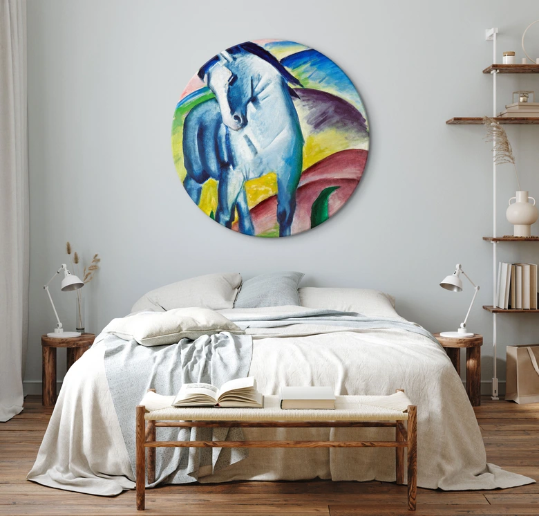 Rundes Leinwandbild Marc - Blaues Pferd 
