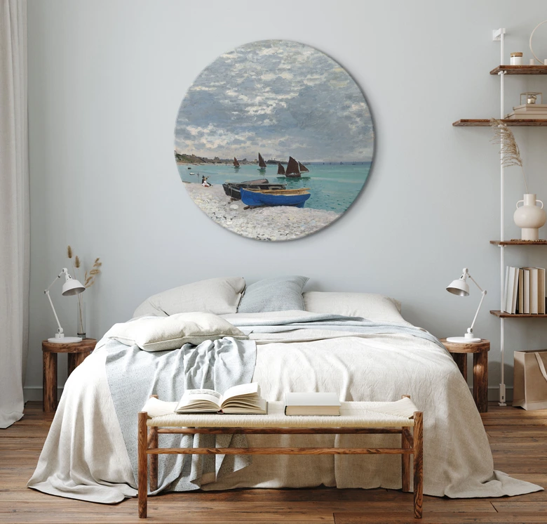 Rundes Leinwandbild Monet - Sainte-Adresse Strand 