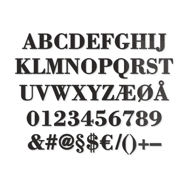 Individuelle 3D-Buchstaben aus Acryl - in Bodoni-Schriftart – für Ihre Wandgestaltung 