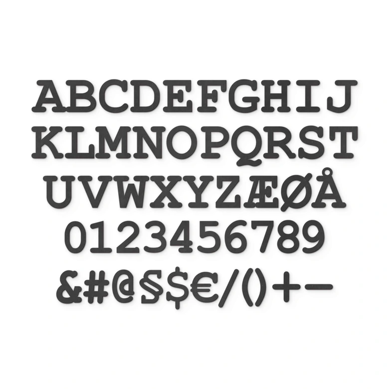 MDF Decoratieletters - lettertype Courier 