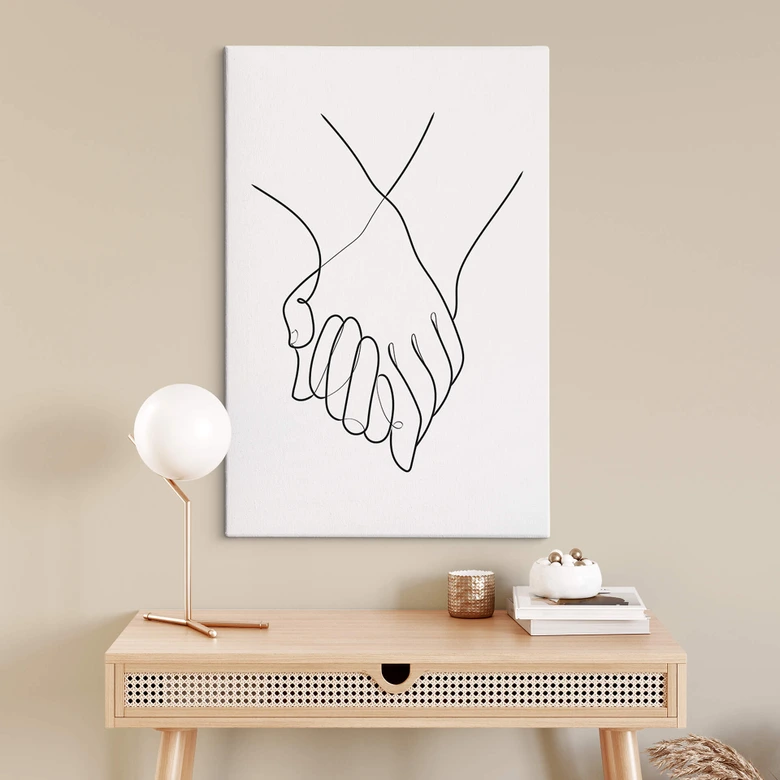 Leinwandbild 1X Studio - Line Art Hand in Hand 
