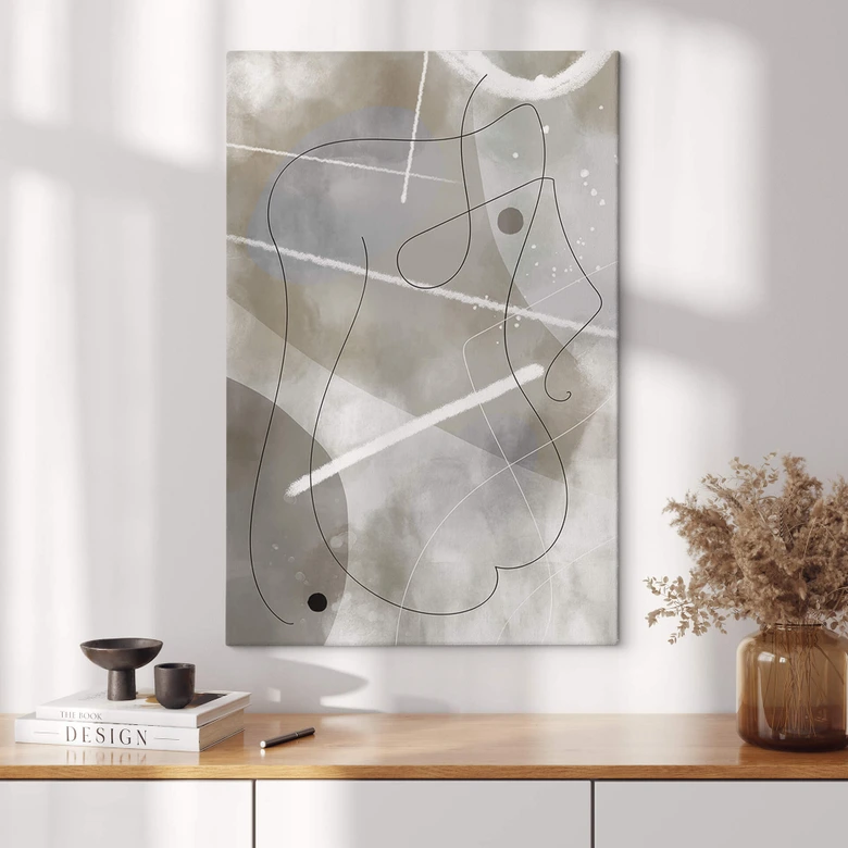 Canvas 1X Studio - Line Art Silhouet van een Vrouw - Abstracte Kunst 