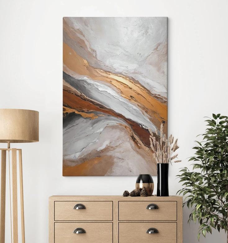 Leinwandbild Himmel und Erde in fließenden Farben | Abstrakte Kunst - Alpenglow Workshop 