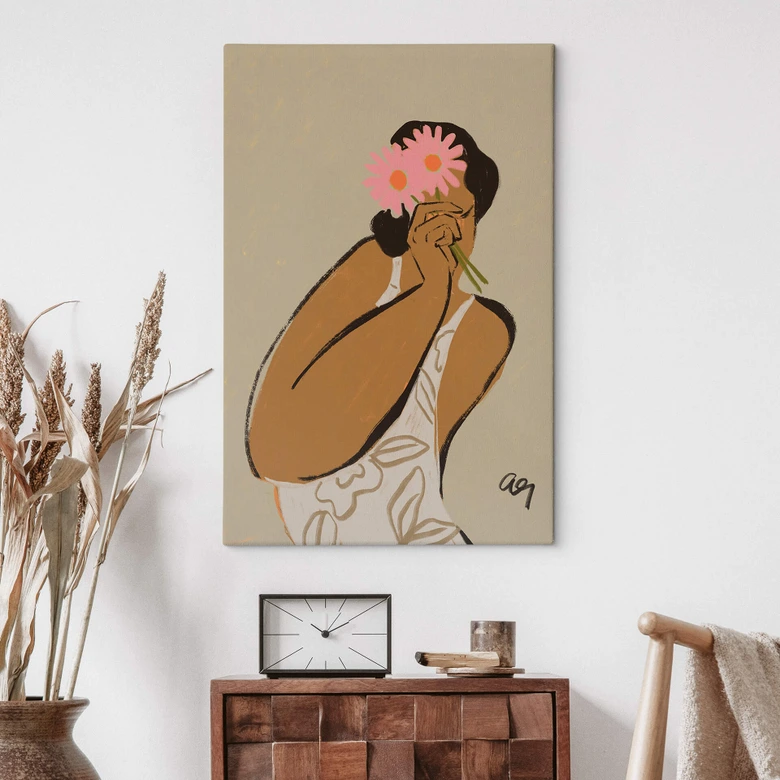 Leinwandbild Rosa Blumen im Haar - Arty Guava 