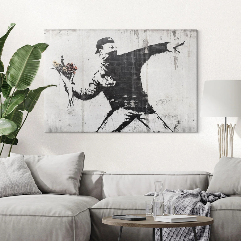 Tableau sur toile Banksy - Flower thrower 