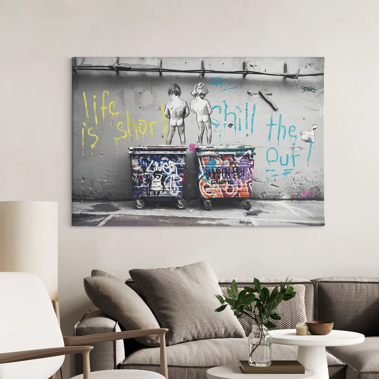 Lienzo Banksy - La vida es breve 