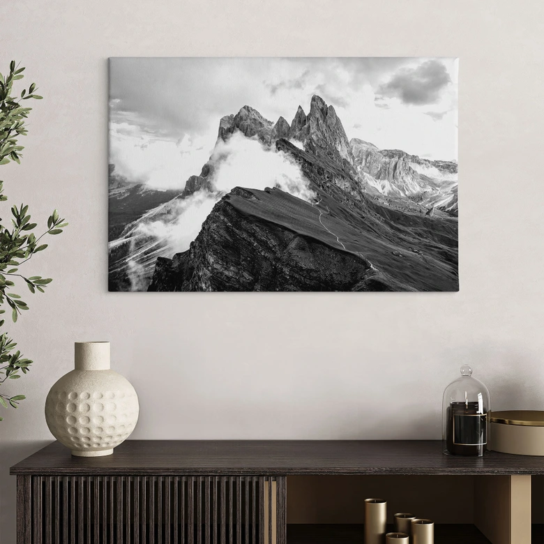 Leinwandbild Blick auf die Alpen - Berglandschaft der Dolomiten 