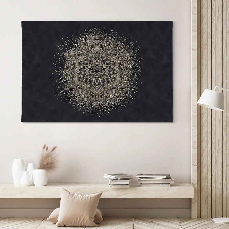 Leinwandbild Elegantes Mandala in Schwarz-Gold - Bloomery Decor 
