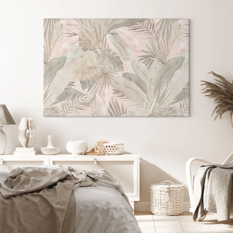 Leinwandbild Tropenblätter im Dschungel Pastell - Bloomery Decor 