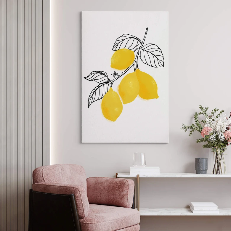 Leinwandbild Blursbyai - Illustration eines Zitronenzweiges 