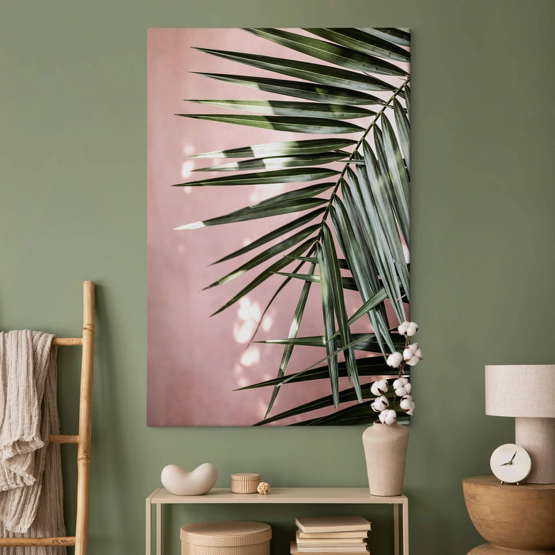 Leinwandbild Palmenblatt vor rosa Wand - Böhmer 